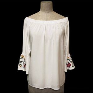 Crave Fame Off-The-Shoulder Embroidered Top